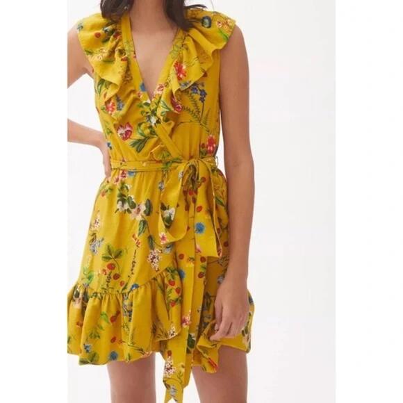 NWT Maeve Anthropologie Yellow Floral Sleeveless Short Mini Dress- Size Medium - Picture 4 of 7